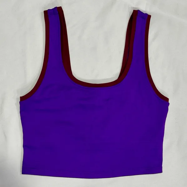 Terez New York Purple Burgundy Colorblock Leggings Crop Top Set M - Image 3