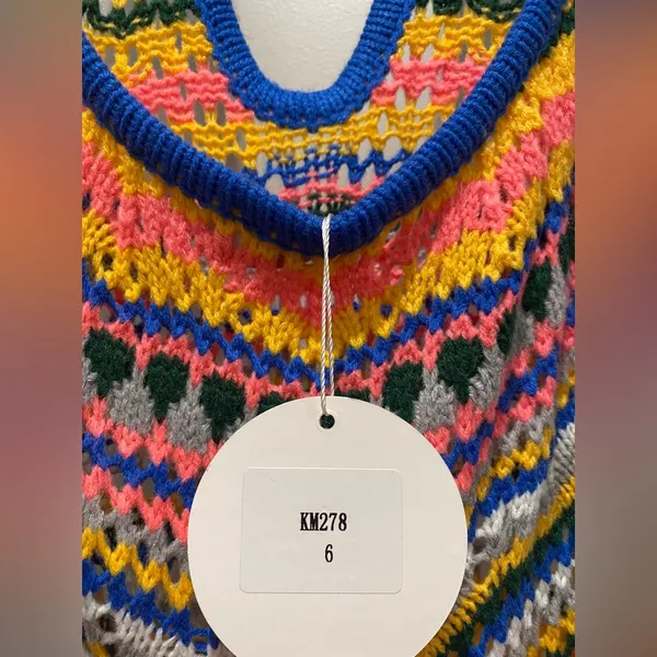 NWT THANNE Multicolor Striped Crochet Knit Unlined Halter Tie Mini Dress - Image 10