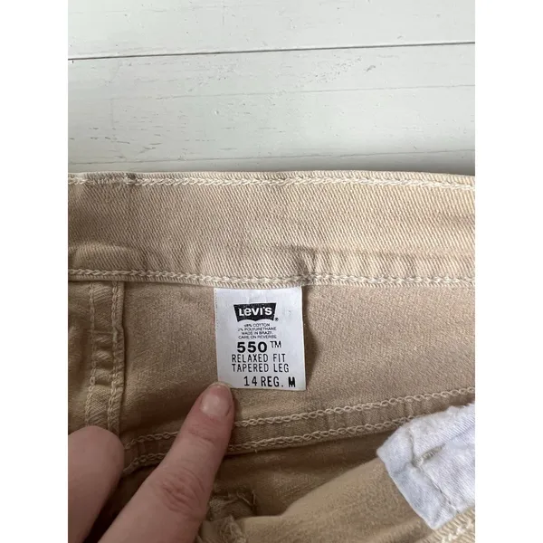 Levis 550 Relaxed Fit Tapered Leg Jeans Tan Beige High Rise Vintage‎ 14 Reg M - Image 2