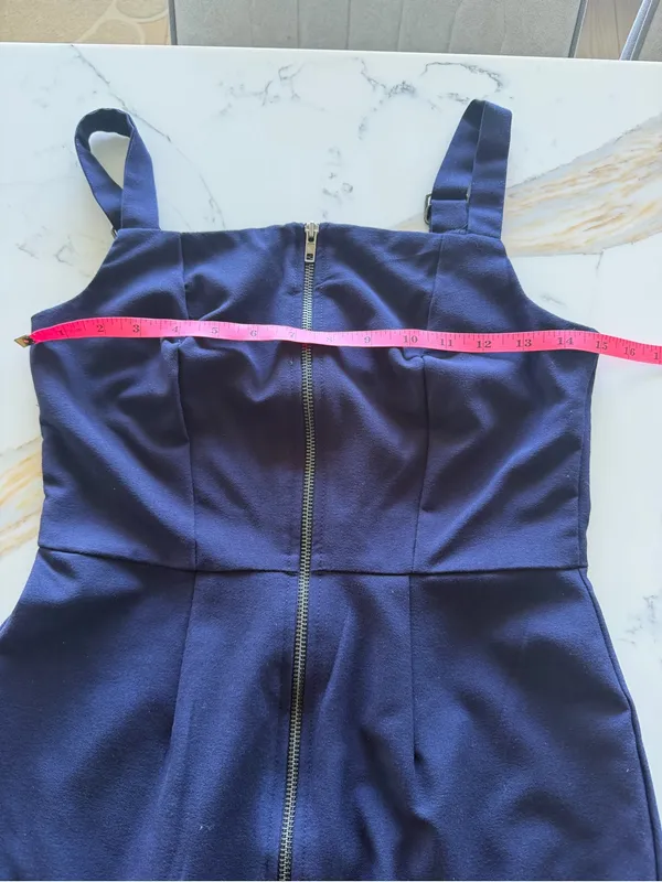 Kingston Grey‎ Navy Blue Zip Front Pinafore Dress Size S - Image 5