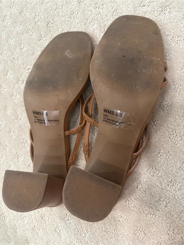 Dolce Vita Hinx Strappy Block Heel Sandals | Tan Square Toe Heels Size 9.5 - Image 5