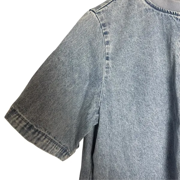 Free People Harlow Blue Denim Short Sleeve Shift A-Line Mini Dress Size XS - Image 7