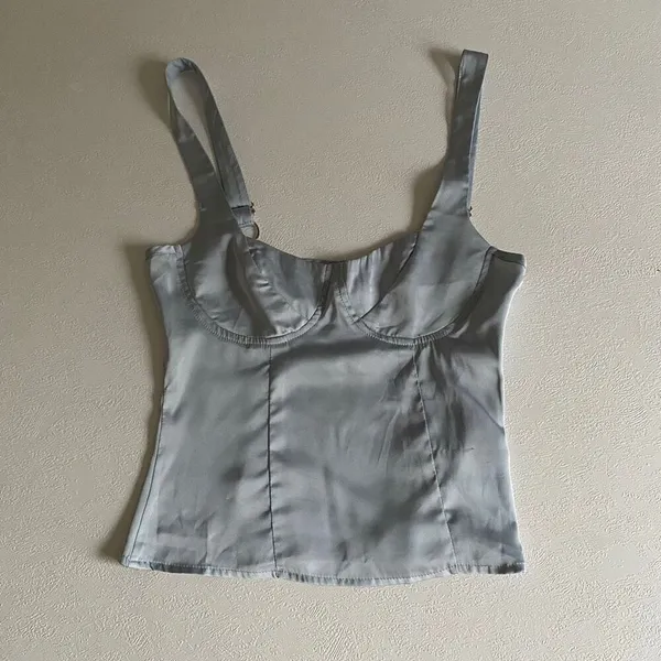 Peppermayo Women’s XS Silver Satin Corset Top Bustier Tank US 2 - Image 3