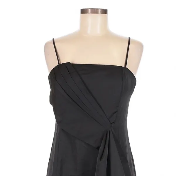 Lulus Romantic Allure Black Satin Asymmetrical Mini Dress Medium Party Cocktail - Image 6
