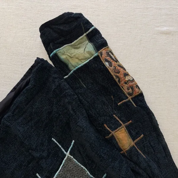 Alex Kin Vintage Patchwork‎ Animal Print Jacket Black Missy Large Art to Wear - Image 3