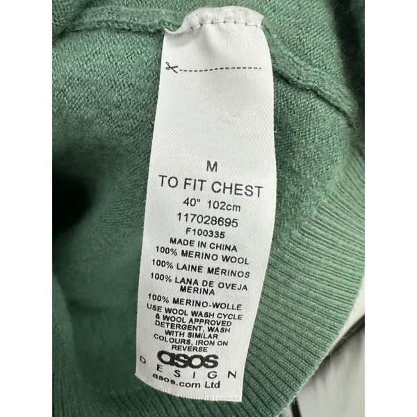 ASOS‎ Design Women Green 100% Merino Wool Pullover Crewneck Sweater Size M HN24 - Image 7