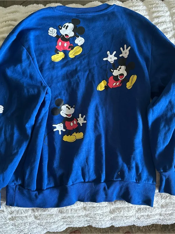 Disney Mickey Mouse & Friends Sweatshirt Medium Blue Graphic Crewneck 60/40 - Image 6