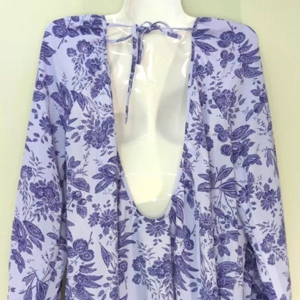 HILL HOUSE‎ The Simone Midi Dress Lilac Purple Tonal Floral MED NWT Boho Cottage - Image 8