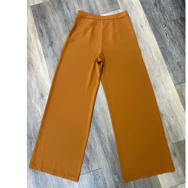 Mustard Seed Wide Leg Pants Rust Orange High Waisted Minimalist Chic Small - Image 2