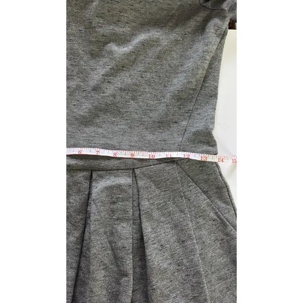 Wilfred Aritzia Womens Gray Knit Mini Dress Size 8 Pleated Long Sleeve Fit Flare - Image 8