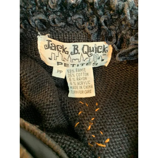 Jack B. Quick Cardigan Sweater Womens Petite Small Black Reindeer Christmas - Image 4