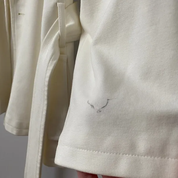 Chico's‎ 1 Cream Double Breasted Belted Trench Jacket Short Coat 3/4 Sleeve - Image 4