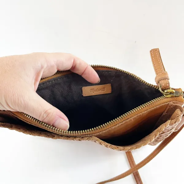 Madewell The Knotted Woven Leather Crossbody Bag Purse Tan Brown - Image 6