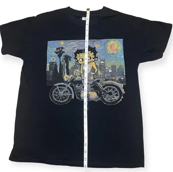 Betty Boop Brisco Brands Starry Night Van Gogh Motorcycle Tshirt - Image 3