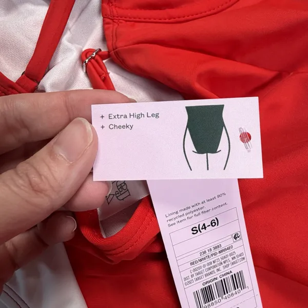 Wild Fable Swimsuit Womens Small Red White Scooped Underwire One Piece NWT - Image 5