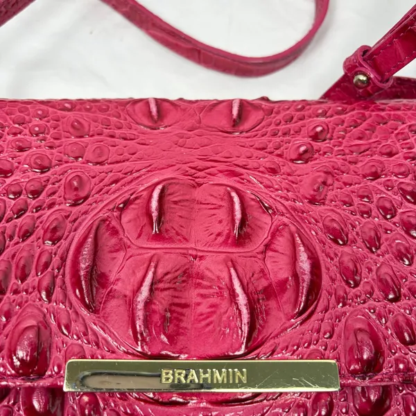Brahmin Phlox Pink Minuette crocodile crossbody purse mild wear. flap zip pocket - Image 11