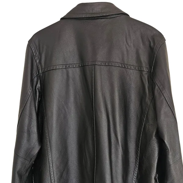 Vintage Bagatelle Leather Jacket Women's Button Front Minimalist 90s Black Sz L‎ - Image 7
