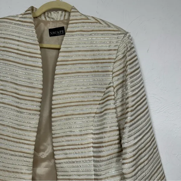 Xscape Gold Striped Blazer Jacket With Shell Womens 14 Set Formal Dressy - Image 13