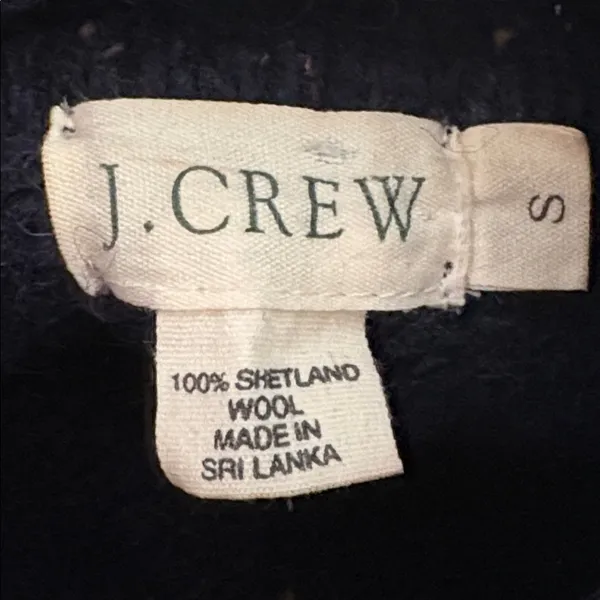 VTG J. CREW 100% Shetland Wool Black Stripe Mock Neck Sweater - Size S - Image 6