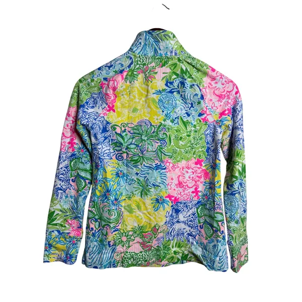 Lily Pulitzer Skipper Popover size XXS Multicolor Floral Half Zip Pullover Top - Image 2