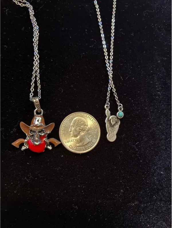 Western Jewelry Lot - Enamel Cowboy Skull Pendant, Cactus Ring, Boho Filigree - Image 5