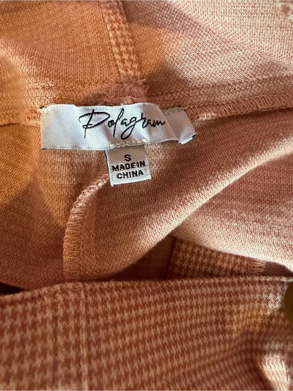 Polagram Pink Dusty Rose Houndstooth Overalls Size S - Image 3