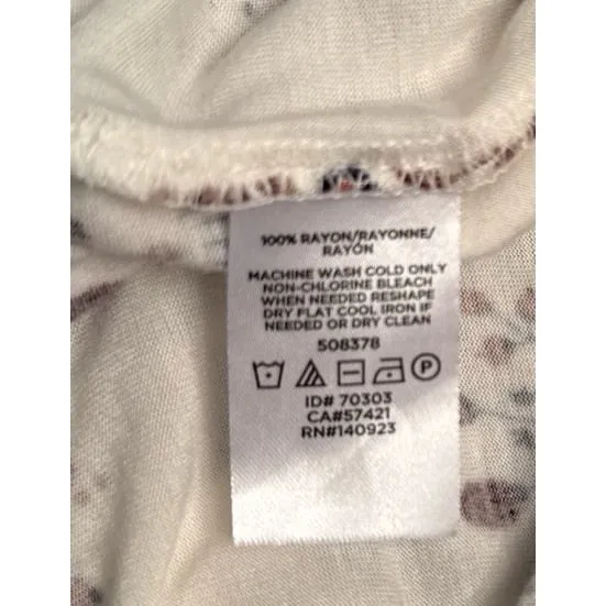 Loft Outlet‎ Women's White brown Blue flowers Quarter Sleeve Rayon Top Size XL - Image 8