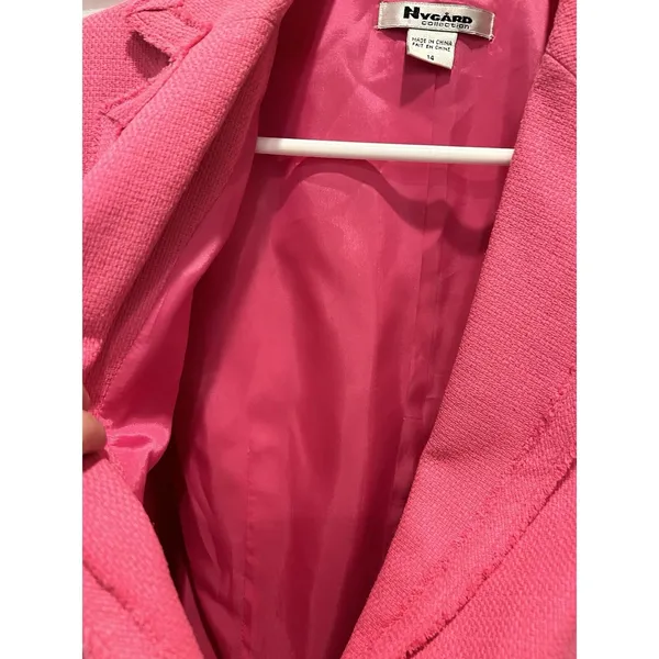 Nygard Collection Pink Silk Blend Frayed Edge Blazer Jacket Size 14 Statement - Image 6