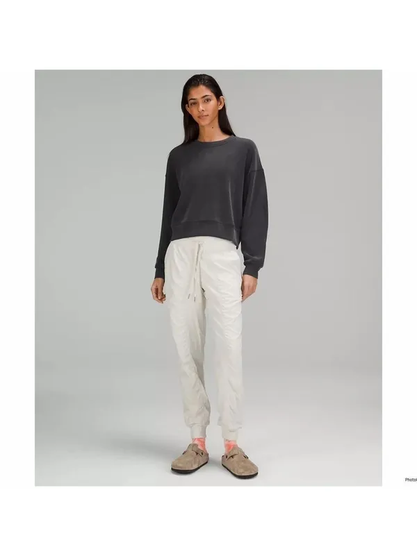 Lululemon Softstreme Perfectly Oversized Cropped Crew Dark Grey Size 2 - Image 3