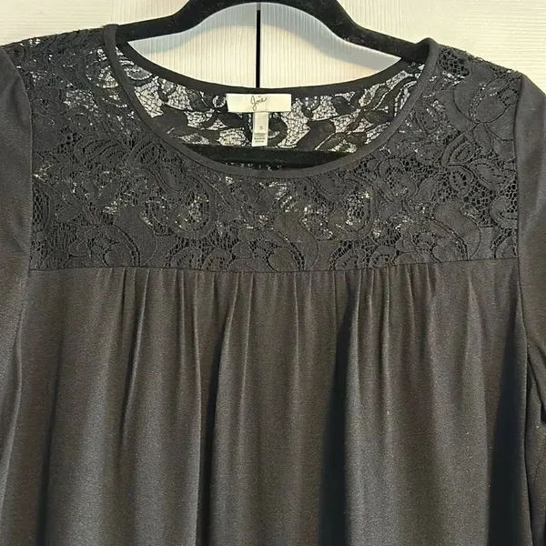 Joie Black Long Sleeve with Lace Blouse - Image 2