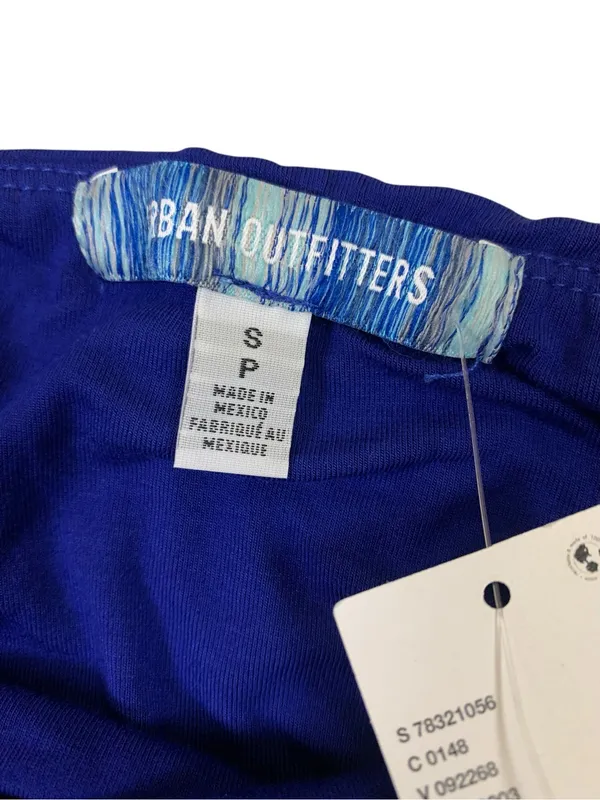 Urban Outfitters Blue Wrap Tie Bandeau Crop Top S Y2K Festival Boho Beach - Image 2