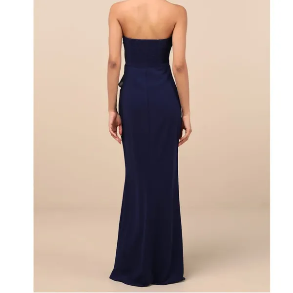 NEW Lulus Excellent Sensation Navy Strapless Ruffled Mermaid Maxi Dress Medium - Image 4