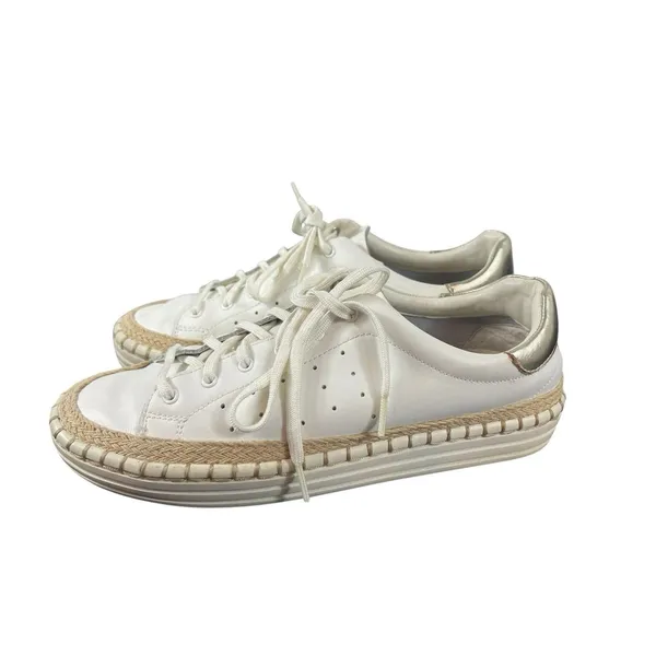 Sam Edelman Kavi Leather Espadrille Platform Sneakers White Lace Up 7M - Image 7