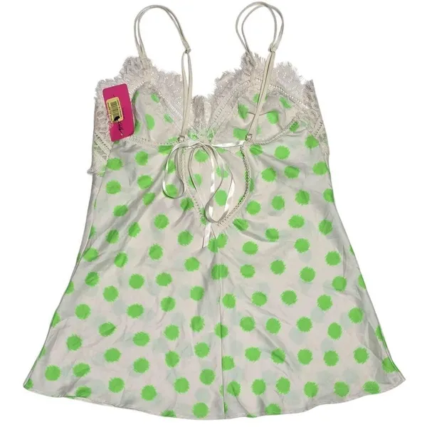 Betsey Johnson Intimates Green Dot Silky Luxe 2-Piece Pajama Short Set Small NEW - Image 10