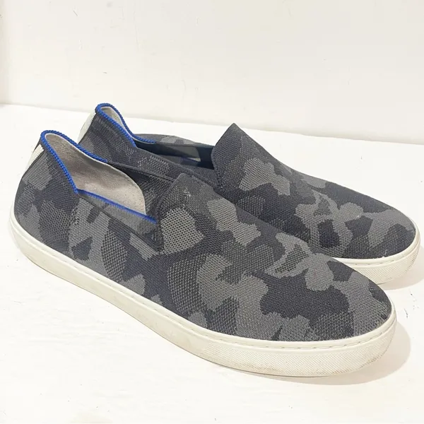 ROTHY'S 'The Sneaker' Size 10.5 Black‎ & Gray Camo Knit Slip On Flats - Image 3