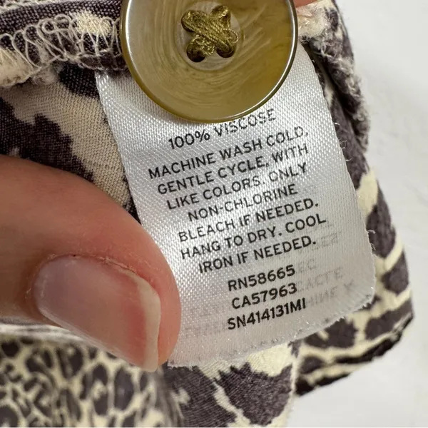 Something Navy Revolve Animal Print Button Down Sun Dress Womens XS Cream Brown - Image 9