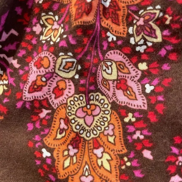 6‎ Degrees Cami Top Brown Boho Paisley Floral Smocked Hem Womens Size L - Image 4