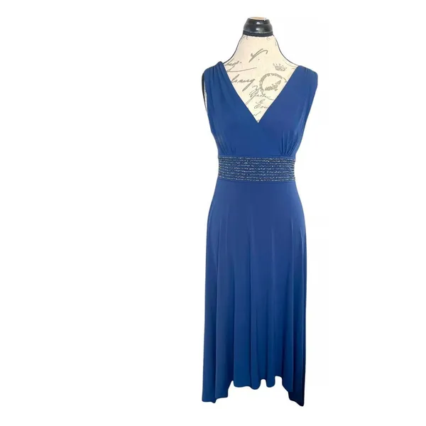 AGB Dress Sz 6 Blue Rhinestones Festival Evening Party Elegant Cocktail Retro - Image 8