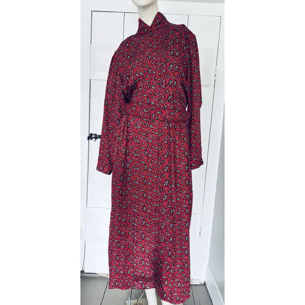Vintage Talbots Paisley Maxi Dress Prairiecore Cottagecore Long Sleeve Womens 12 - Image 2