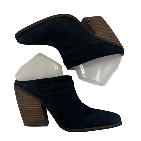 Sam‎ Edelman Size 10 Alison Western Mule in Black Suede Evereve Stacked Heel - Image 2