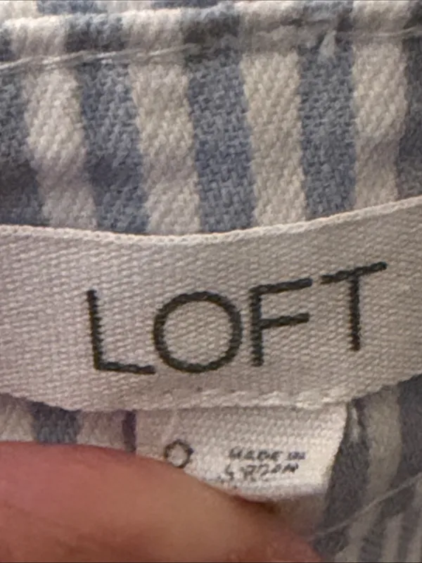 LOFT The Palmer Wide Leg Pants Blue White Stripe Nautical Size 0 - Image 6