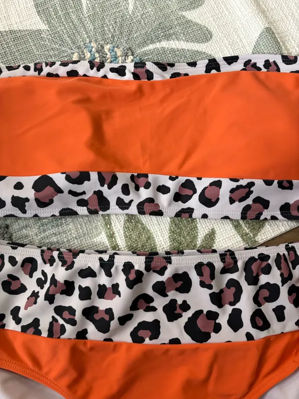 Orange & animal print size XL two piece bathing suit - Image 5