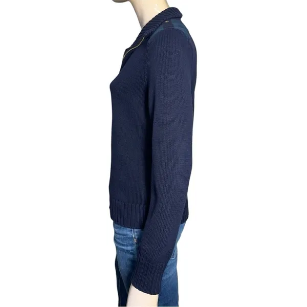 Lauren Ralph Lauren Vintage Size L Navy Blue Cotton Knit Sweater Zip Up Cardigan - Image 5