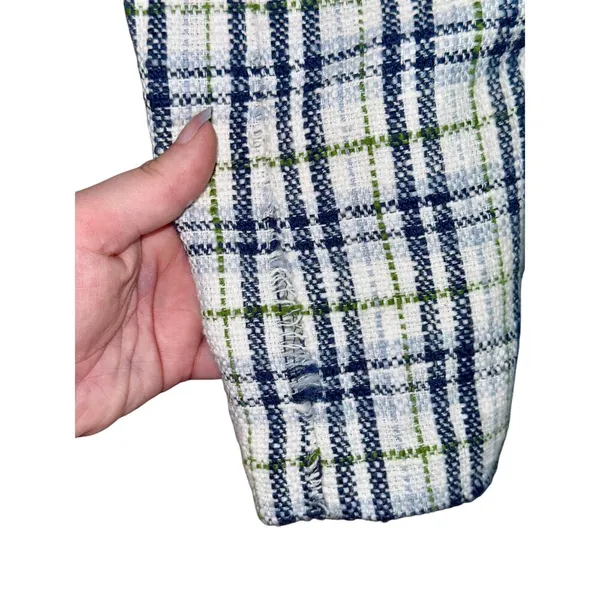 Abercrombie & Fitch White Blue Green Plaid Tweed Sleeveless Mini Dress Womens M - Image 8