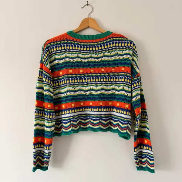 Shein Green Multicolored Striped Sweater - Image 6