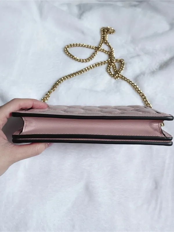 GUCCI Gg Matelassé Chain Wallet - Light Pink - Image 4