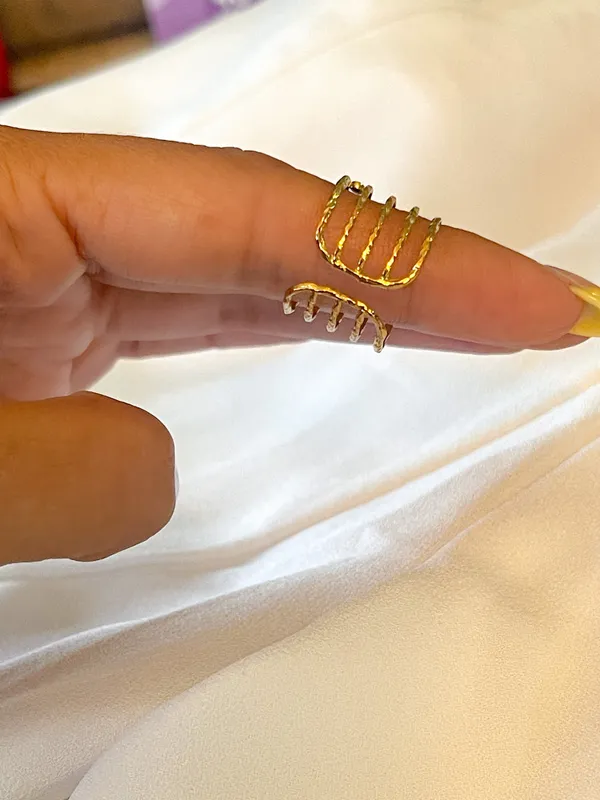 Adjustable Wide Layered Open Gold Ring - Image 5