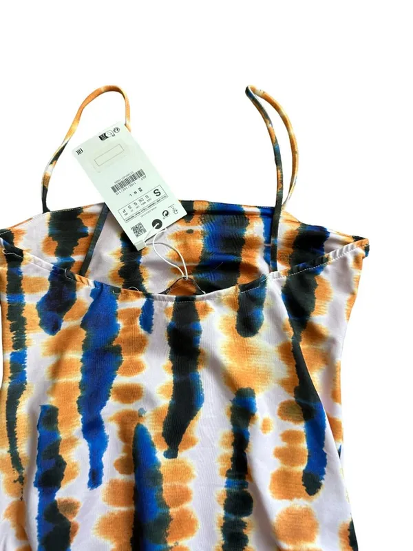 ZARA Tie Dye Blue Orange Bodysuit Size Small NEW NWT - Image 4