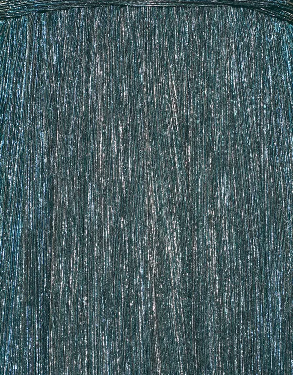 Lulus Ailey Gold And Teal Blue Skater Dress - Image 5