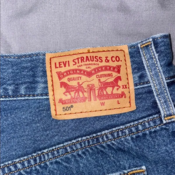 Levi's Blue Jean Shorts Vintage Distressed Cut-Off - Image 3